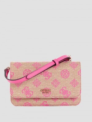 Guess Loralee Jacquard Crossbody Organizer Roze | GUESS-SN28802
