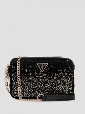 Guess Lua Rhinestone Mini Crossbody Zwart | GUESS-SN28827