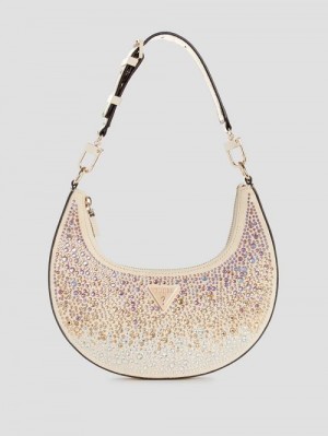 Guess Lua Rhinestone Shoulder Bag Goud | GUESS-SN29142