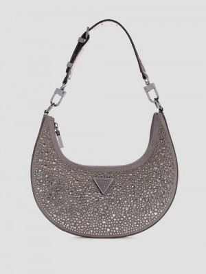 Guess Lua Rhinestone Shoulder Bag Metal | GUESS-SN29097