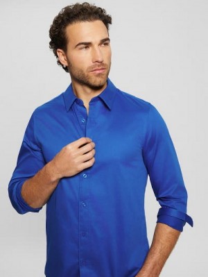 Guess Luxe Stretch Shirt Blauw | GUESS-SN31262