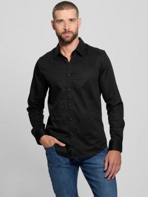 Guess Luxe Stretch Shirt Zwart | GUESS-SN31289