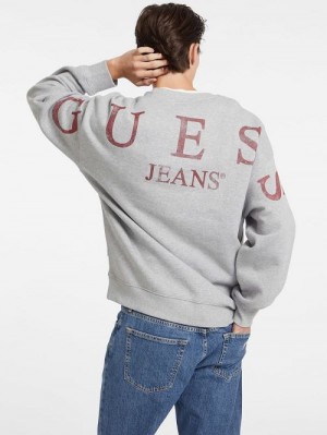 Guess Macro Logo Crewneck Sweatshirt Grijs | GUESS-SN30998