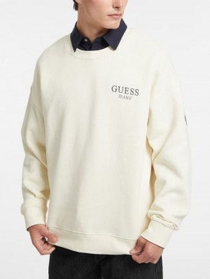 Guess Macro Logo Crewneck Sweatshirt Wit | GUESS-SN30988