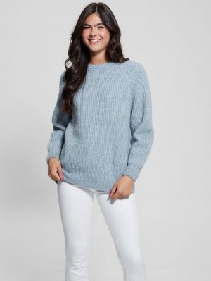 Guess Margot Cable-Knit Sweater Blauw | GUESS-SN27708