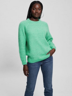 Guess Margot Cable-Knit Sweater Groen | GUESS-SN27697