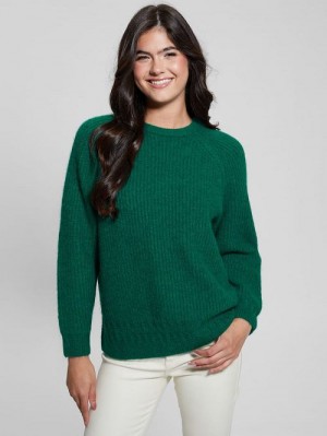 Guess Margot Cable-Knit Sweater Groen | GUESS-SN27706