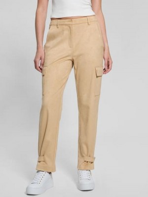 Guess Mariza Faux-Suede Cargo Pants Beige | GUESS-SN28306