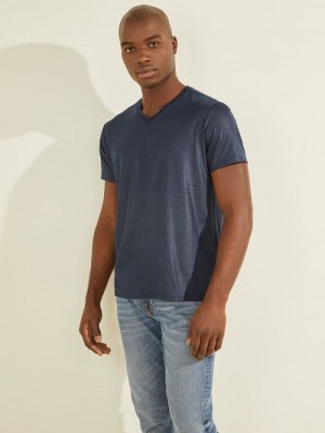 Guess Mason V-Neck Tee Blauw | GUESS-SN30539