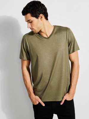 Guess Mason V-Neck Tee Groen | GUESS-SN30585