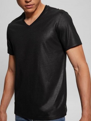 Guess Mason Yoke V-Neck Tee Zwart | GUESS-SN30541