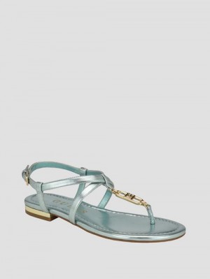 Guess Meaa Chain T-Strap Sandals Groen | GUESS-SN29626