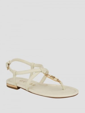 Guess Meaa Chain T-Strap Sandals Wit | GUESS-SN29600