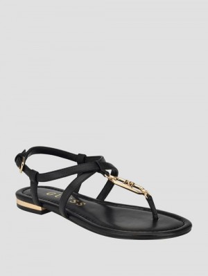 Guess Meaa Chain T-Strap Sandals Zwart | GUESS-SN29591