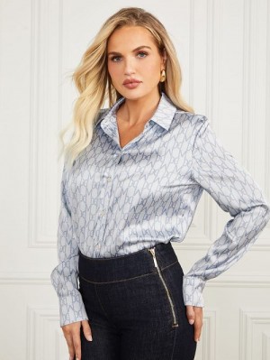 Guess Melissa Printed Blouse Blauw | GUESS-SN27160