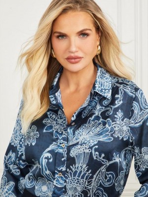Guess Melissa Printed Blouse Blauw | GUESS-SN27173