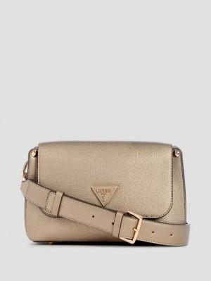 Guess Meridian Fold-Over Shoulder Bag Metal | GUESS-SN29067