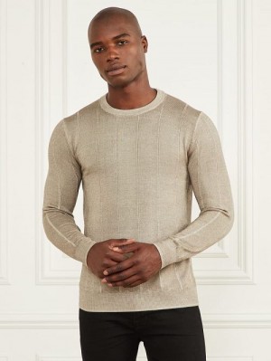 Guess Merino Wool Crewneck Sweater Groen | GUESS-SN30942