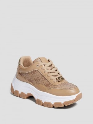 Guess Metallic Quattro G Joggers Beige | GUESS-SN29578