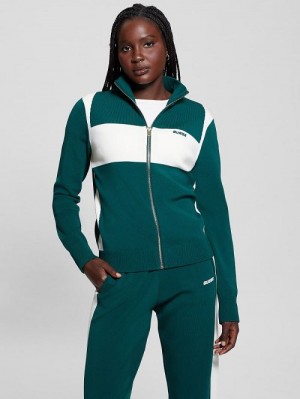 Guess Michela Color-Block Sweater Jacket Groen | GUESS-SN28407
