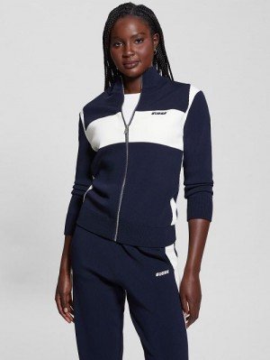 Guess Michela Color-Block Sweater Jacket Blauw | GUESS-SN28418
