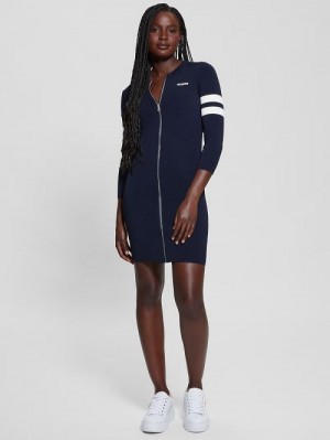 Guess Michela Varsity Sweater Dress Blauw | GUESS-SN27009