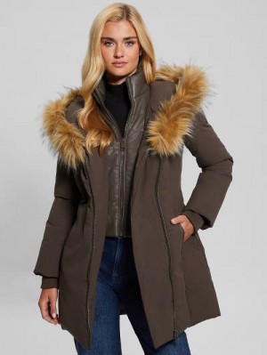 Guess Mid-Length Puffer Jacket Bruin | GUESS-SN28024
