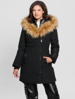 Guess Mid-Length Puffer Jacket Zwart | GUESS-SN28075
