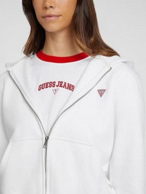 Guess Mini Patch Zip-Up Sweatshirt Wit | GUESS-SN28372