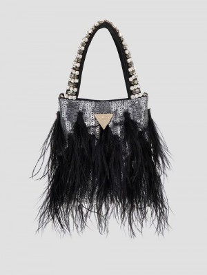 Guess Misae Sequin Mini Tote Zwart | GUESS-SN29375