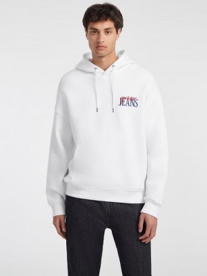 Guess Mixed Chest Logo Hoodie Wit | GUESS-SN30984