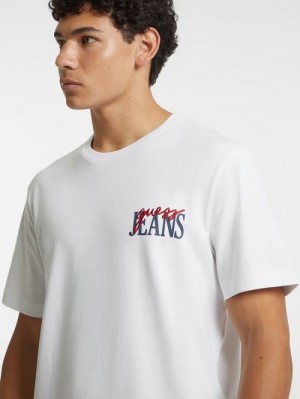 Guess Mixed Chest Logo Tee Wit | GUESS-SN30565