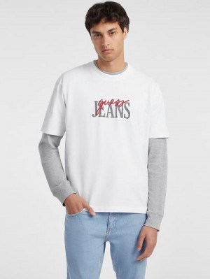 Guess Mixed Logo Tee Wit | GUESS-SN30492