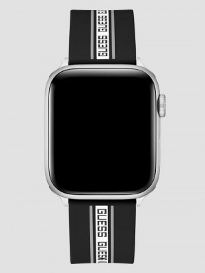 Guess Monogram Tape Black Silicone 42-44 mm Band for Apple Watch® Multi | GUESS-SN31608