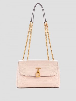 Guess Montreal Faux-Crocodile Convertible Crossbody Roze | GUESS-SN28804