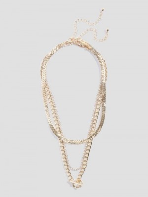 Guess Multi-Tone Layered Toggle Necklace Goud | GUESS-SN30265