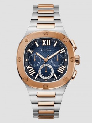 Guess Multi-Tone and Blue Multifunction Watch Zilver | GUESS-SN31607