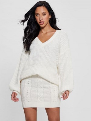 Guess Nara Wool-Blend Sweater Wit | GUESS-SN27746