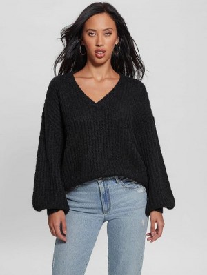 Guess Nara Wool-Blend Sweater Zwart | GUESS-SN27747