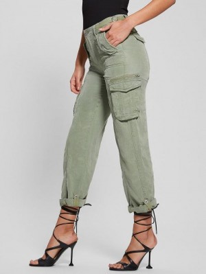 Guess Nessi Linen Cargo Pants Groen | GUESS-SN28312