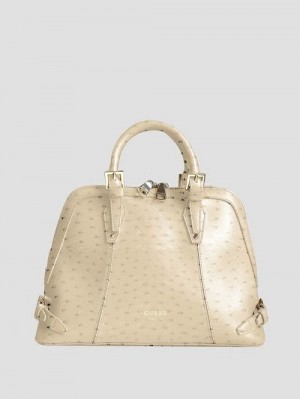 Guess New Adele Luxe Leather Small Dome Satchel Bruin | GUESS-SN29245