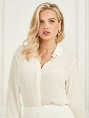 Guess New Silk Icon Blouse Wit | GUESS-SN27506