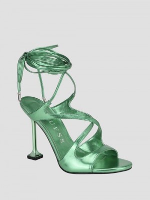 Guess Niko Lace-Up Heels Groen | GUESS-SN29776