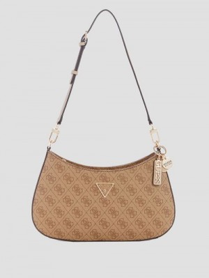Guess Noelle Quattro G Shoulder Bag Bruin | GUESS-SN29178