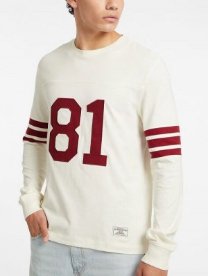 Guess Number 81 Striped Long-Sleeve Tee Wit | GUESS-SN31005