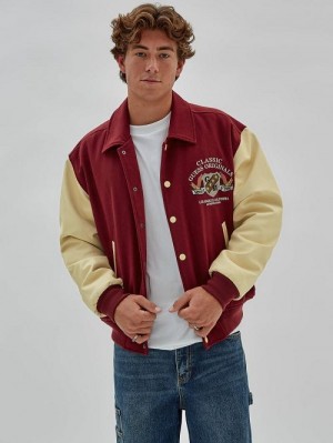 Guess Originals Authentic Letterman Jacket Rood | GUESS-SN30719