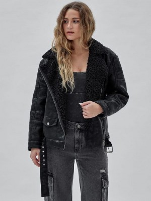 Guess Originals Belted Biker Jacket Zwart | GUESS-SN27904