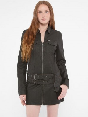 Guess Originals Belted Dress Zwart | GUESS-SN26855