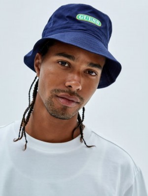 Guess Originals Bucket Hat Blauw | GUESS-SN31927