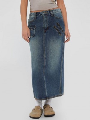 Guess Originals Cargo Denim Skirt Blauw | GUESS-SN26576
